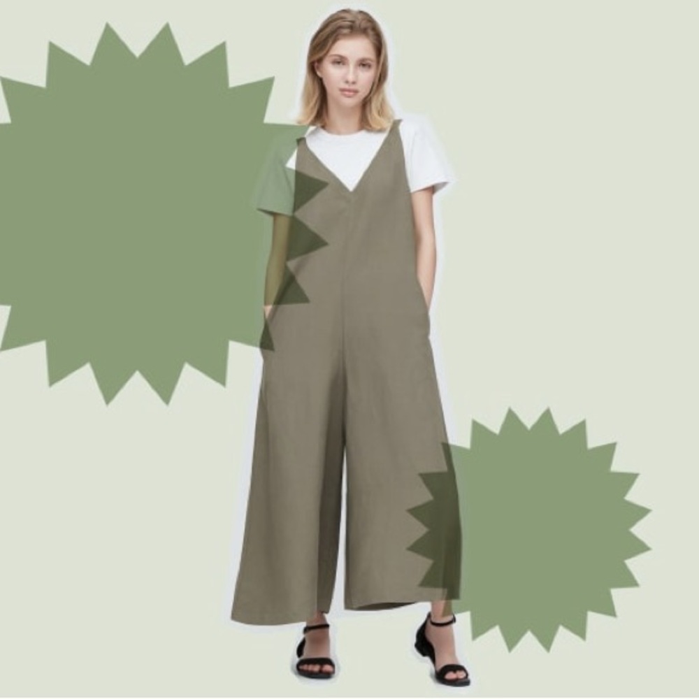 Uniqlo Olive Green Wide Leg Jumpsuit